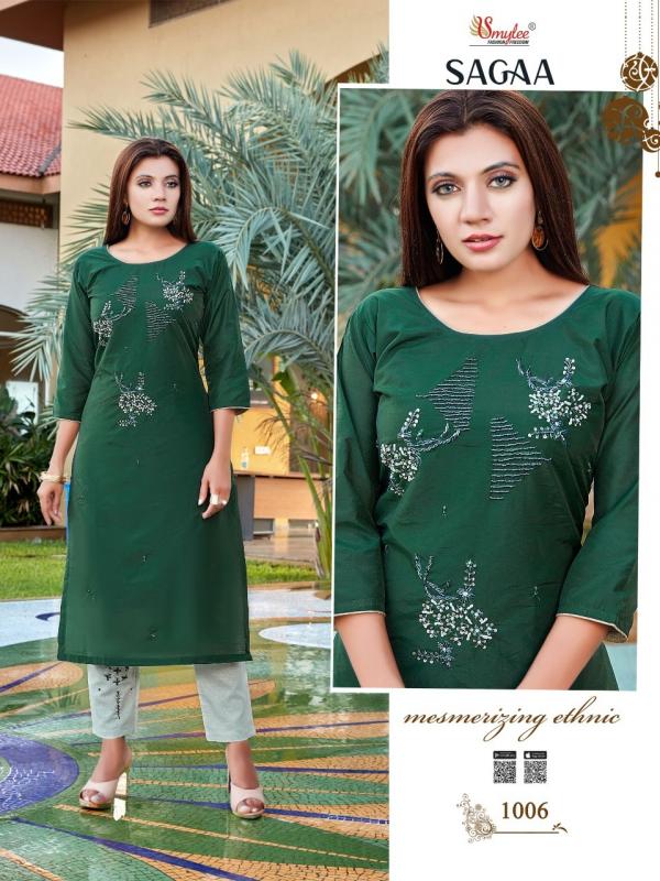 Smylee Sagaa Designer Rich Look Silk Kurti With Bottom